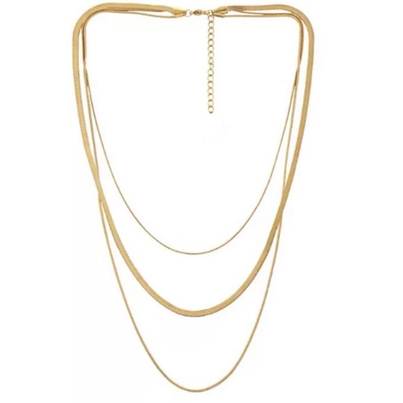 Gold plated layered snake chain necklace - Picture 3 of 4